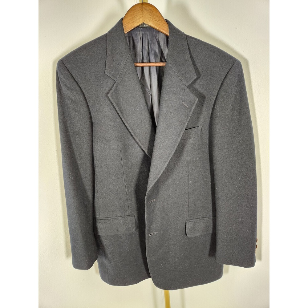 FACIS Black Wool Cashmere Two Button Blazer Made in Italy Size 40R‎ 40 Regular